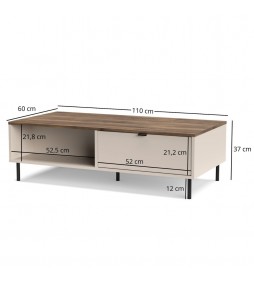 Ława z 2 szufladami EVO 110 kaszmir / dąb castello