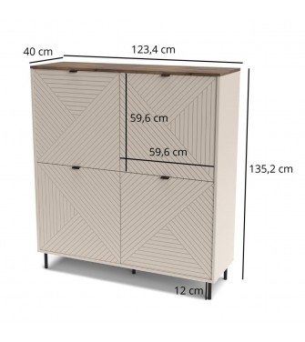 Regał czterodrzwiowy EVO kaszmir / dąb castello