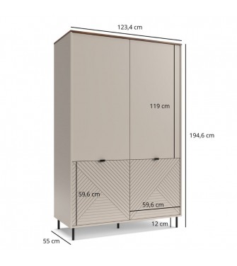 Szafa czterodrzwiowa EVO kaszmir / dąb castello
