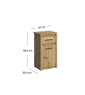 Komoda jednodrzwiowa z szufladą AYSON dąb artisan